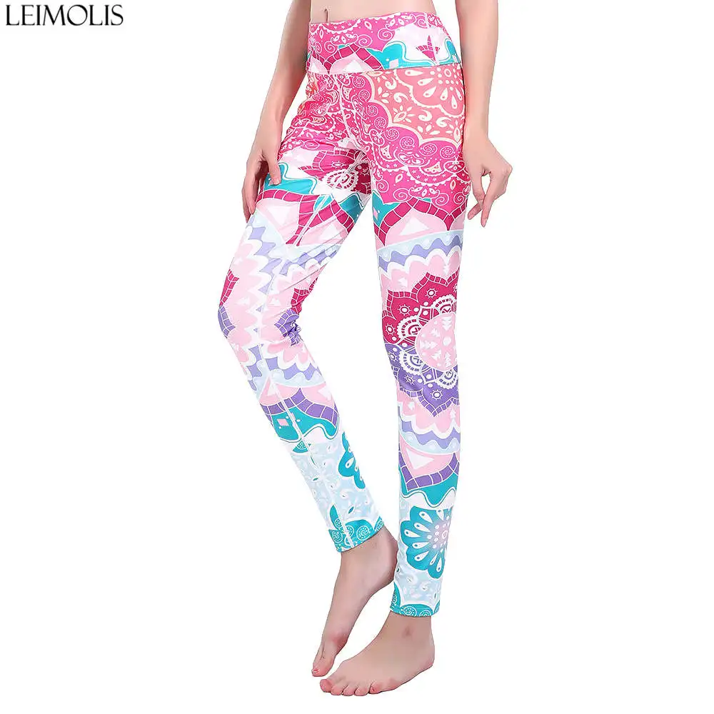 Женские леггинсы LEIMOLIS с принтом в виде фруктов и животных высокой талией пуш ап