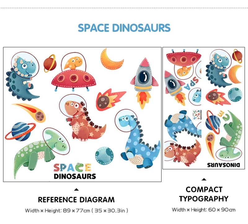 Cartoon volcano little dinosaur wall stickers creative kids room decoration cute sticker self-adhesive baby bedroom wall decor