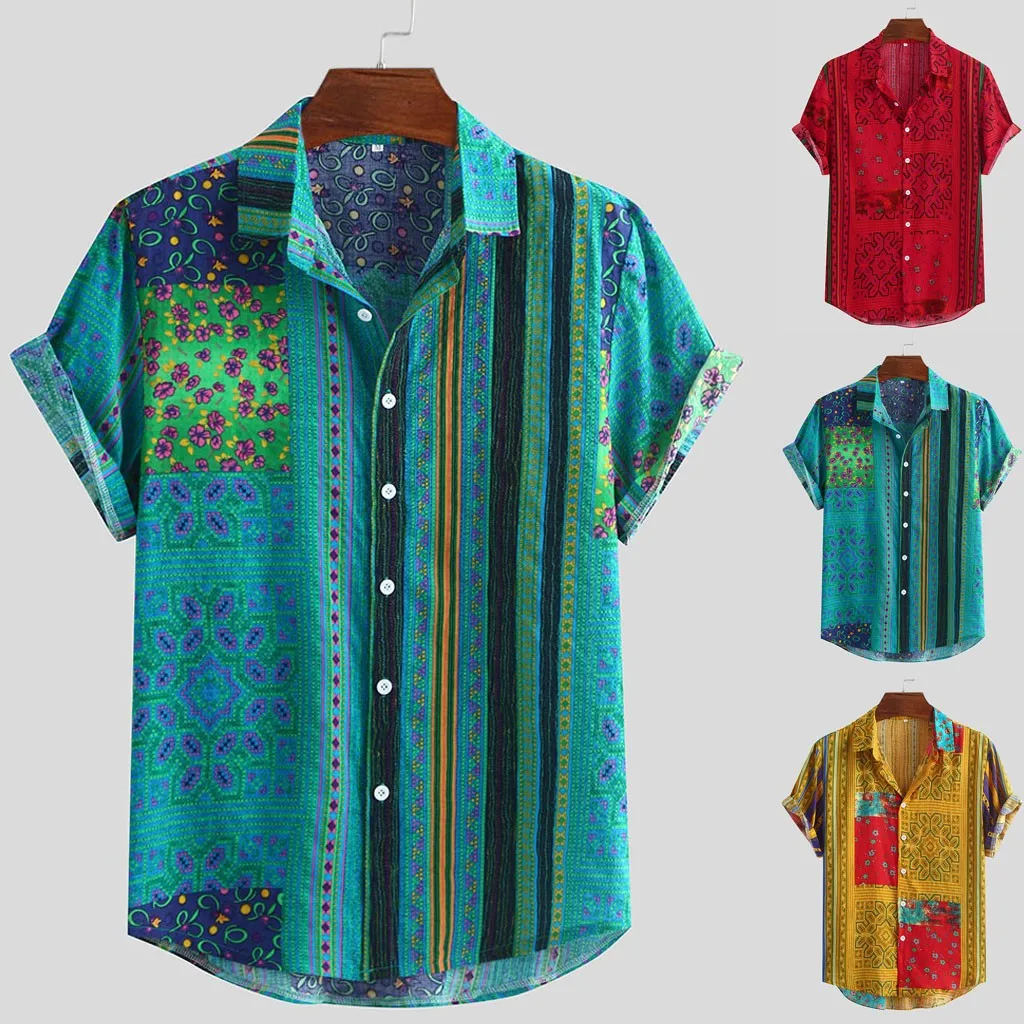 Men Colorful Stripe Summer Casual Shirt