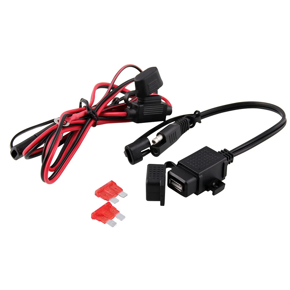 Мотоцикл 12V SAE USB телефон gps Зарядное устройство кабель адаптер Встроенный предохранитель Водонепроницаемый прочный и практичный