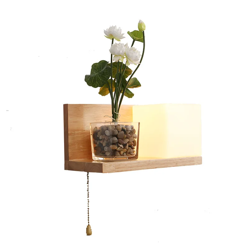 

Bedroom Light Wood Wall Light With E27 Socket , 110v 220v Led Light Fixtures for Stair Aisle Simlple and Elegant Wall Lamp