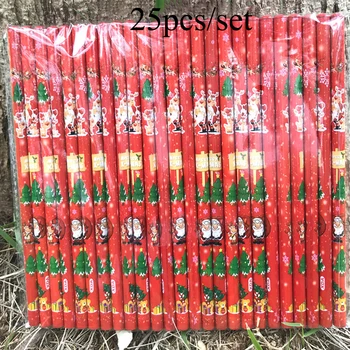 

25pcs/set Santa Claus Wooden Pencil Cute Christmas Pattern Snowman Tree Pencil For School Office Pencil Writing Stationery