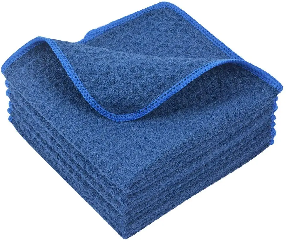 Home Microfiber Dish Cloths Thick Waffle Weave Kitchen Dish Rags Ultra Absorbent Odor Free Dishcloths 12inchx12inch 6 Pack Black