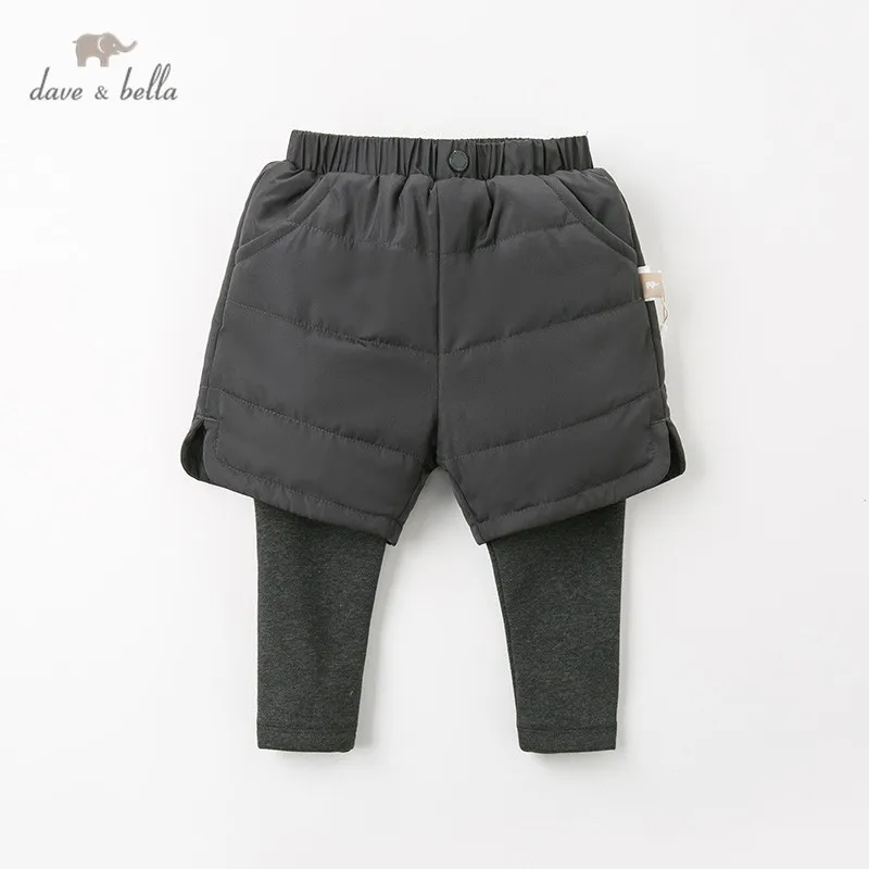 

DB11628 dave bella winter unisex pants baby fashion solid pockets padded trousers children high quality trousers