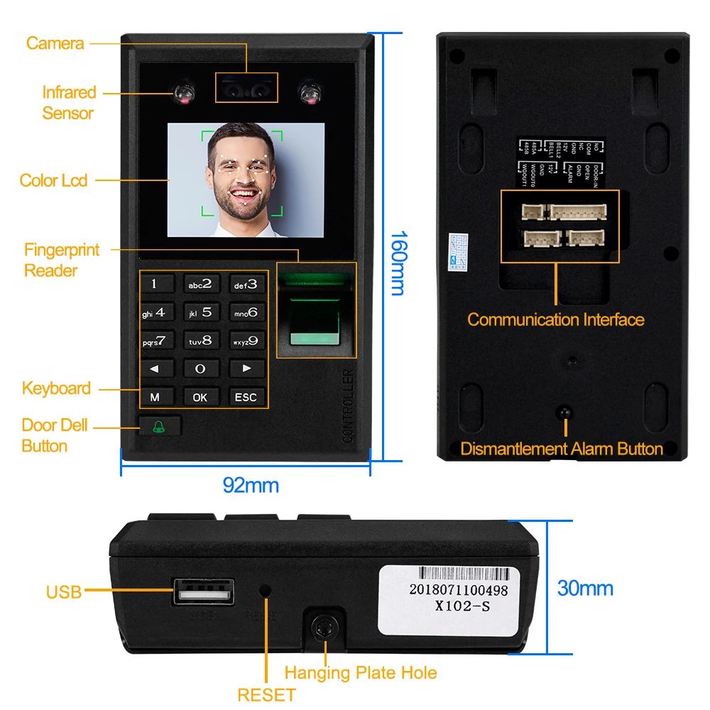 US $51.99 Biometric Face Door Access Control System Fingerprint Usb Password Keypad Power Supply Electronic Locks Electromagnetic Kit