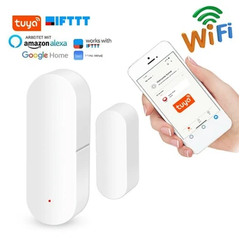 

2 Pack Smart WiFi Door Window Sensor Tuya Smart Life App Remote Control Voice Control Work with Alexa Google Home IFTTT