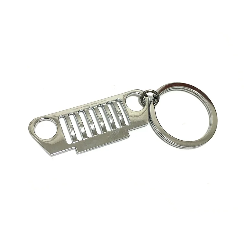 silver design B Горячее предложение, брелок для ключей, подвеска из нержавеющей стали, брелок для гриля, решетка джипа, брелок для ключей CJ JK TJ YJ XJ - Название цвета: silver design B