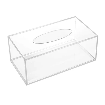 

Facial Tissue Dispenser Box Cover Holder Clear Rectangle Napkin Organizer for Bathroom, Kitchen and Office Room
