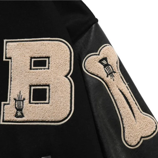 2020 hip hop streetwear baseball jacket coat letter B bone embroidery Stand-up collar japanese streetwear bomber college jacket 6