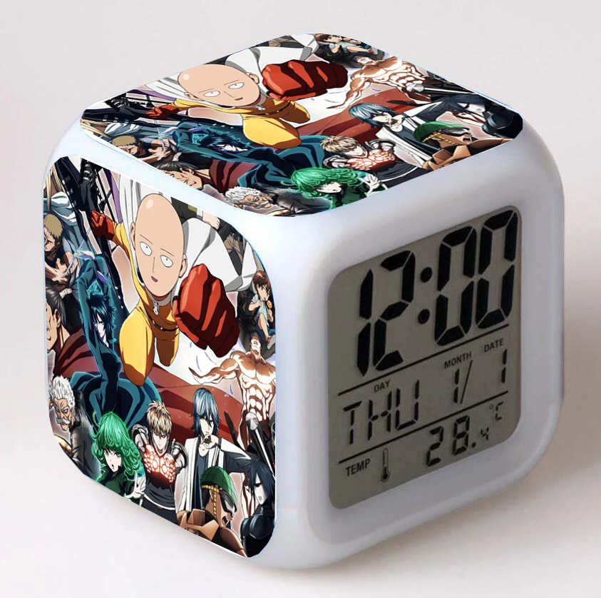 

Anime One-Punch Man Cartoon LED 7 Color Flash Digital Alarm Clocks Night Light Bedroom Desk Clock Alarm-Clock despertador