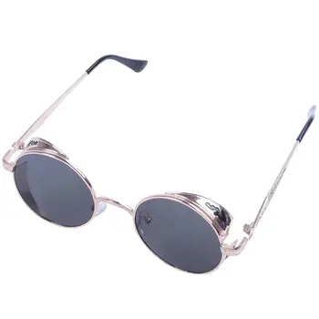 

Steam Punk Round Metal Sunglasses Retro Vintage Glasses(Gold-frame Black)
