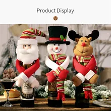 Счастливого Рождества нетканые бутылки одеваются Санта-Клаус снеговик лося Висячие Ноги колпачок для винной бутылки ужин украшения подарок#4AU13