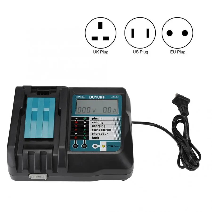 Литий-ионное зарядное устройство для Makita 14,4 V-18 V Встроенный умный ЖК-дисплей цифровой дисплей зарядное устройство