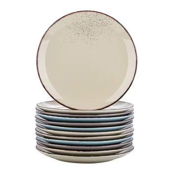 

Vancasso Navia-LH 4/8/12-Piece Ceramic Stoneware 10.75" Dinner Plate Set Vintage Look Salad/Fruit/Snack Tableware Plates Set