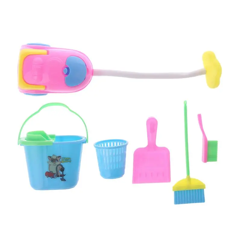 

1 1 Set Doll Cleaning Tool Miniature Toys Furniture Dollhouse House Game Kids Children Household Dust Cleaner Bucket Plastic