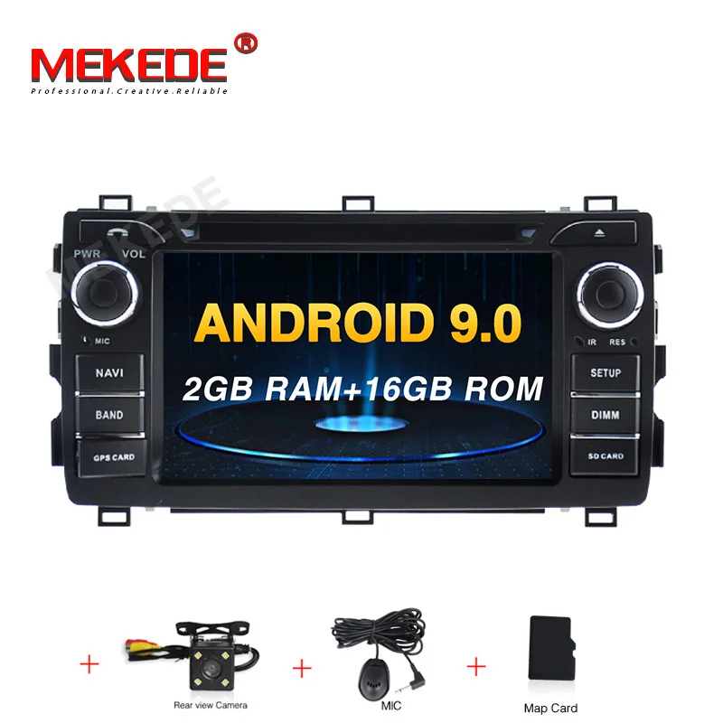 16G DVD camera MEKEDE Android 9,0 4+ 64G автомобильный DVD плеер gps навигация для Toyota Auris 2013 gps Навигация стерео Авто головное устройство - Цвет: 16G DVD camera