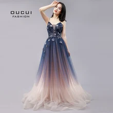 Платье Oucui женское вечернее из фатина двухцветное блестящее