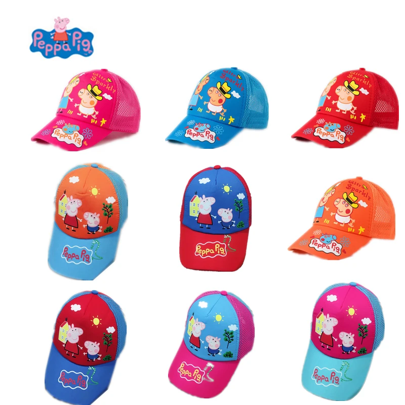 

Peppa Pig Hat Headdress Breathable Block The Sun Cool Summer Baseball Cap Cotton 3-10 Year Old Anime Figures Action Figures Gift