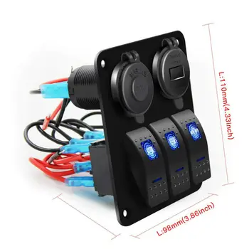

Panel Rocker Switch Car Boat 12V-24V Waterproof 3 Gang Circuit Breaker