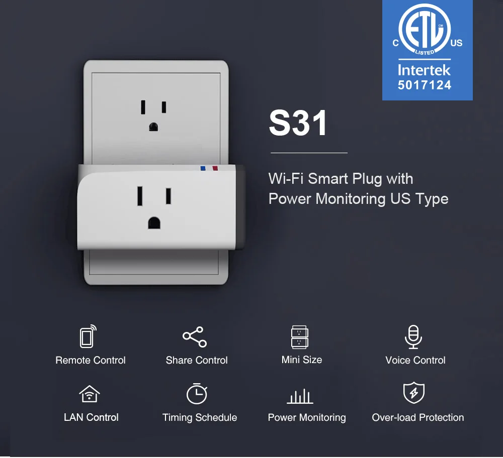 2 шт. розетка SONOFF S31 US Mini Wifi 15A умный выключатель питания штепсельная вилка с