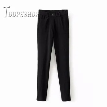 

2019 Elastic Women Pants Solid Color Slim Fashion Female Trousers