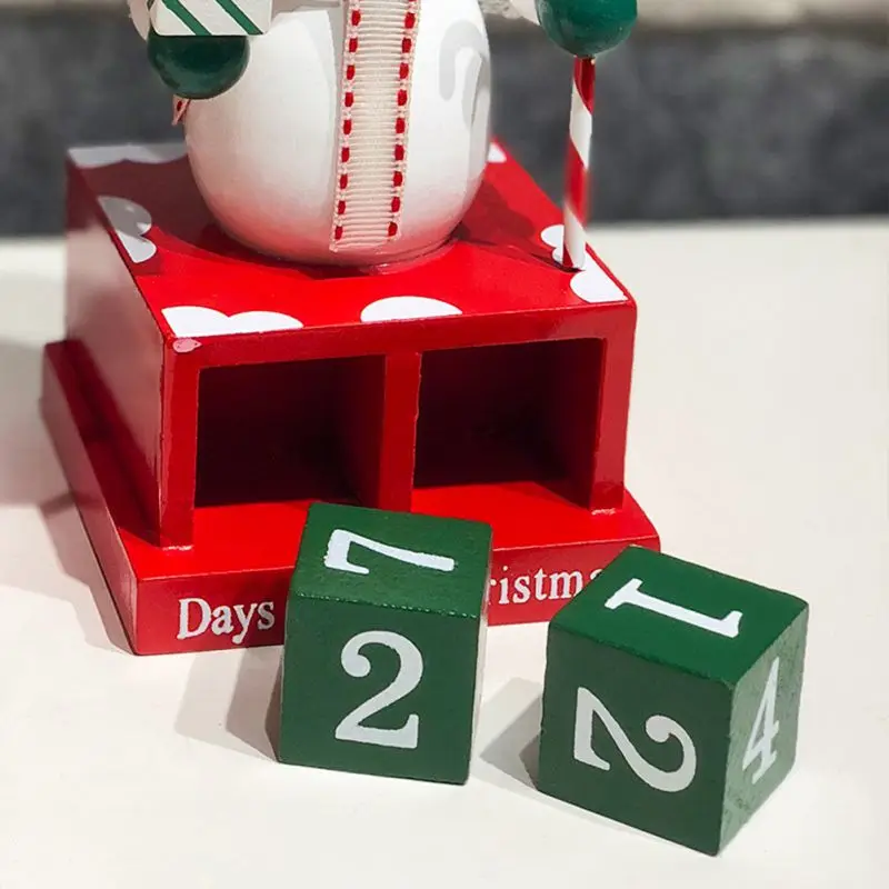Рождественские деревянные декорации календарь обратного отсчета снеговик форма милый мультфильм украшения обратного отсчета календарь