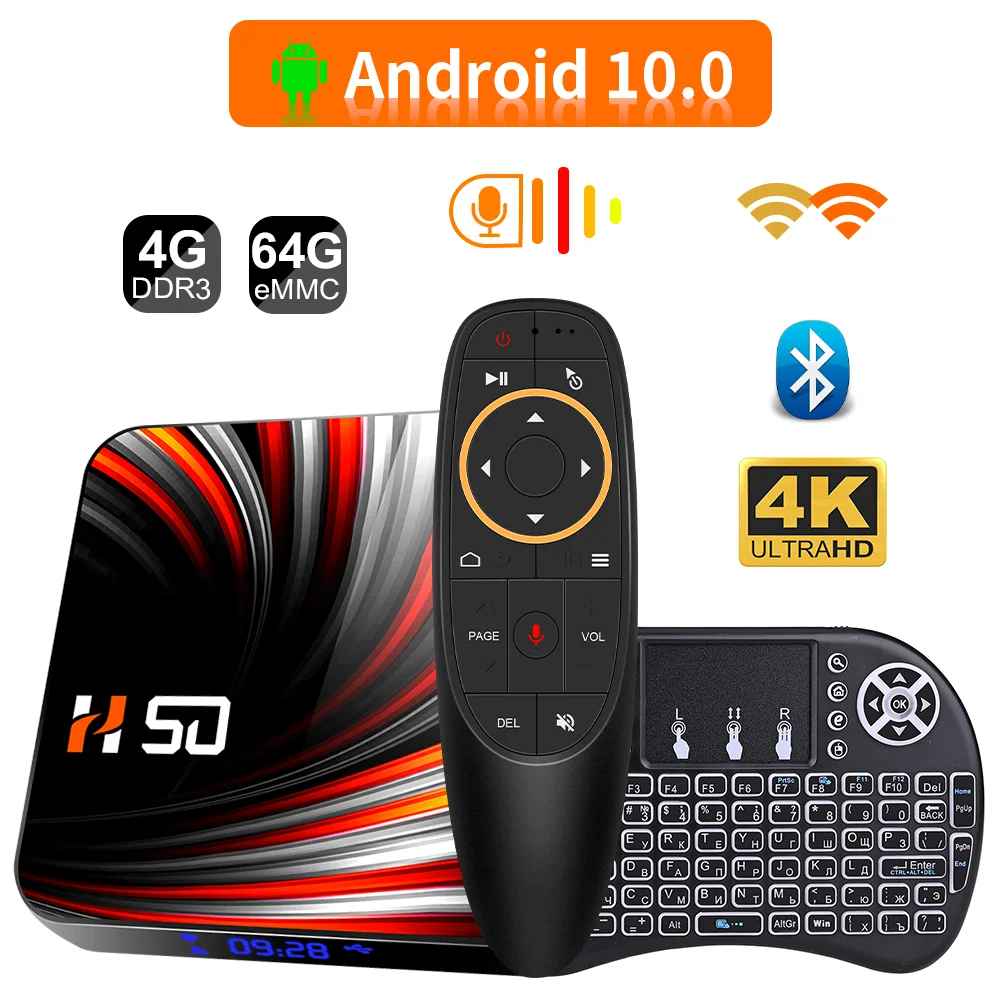 ТВ приставка Andriod 4K Smart TVBox 4 ГБ 32 64 Гб Google Voice Assisgant RK3318 Android 10 BT4.0 2 4G & 5G WIFI