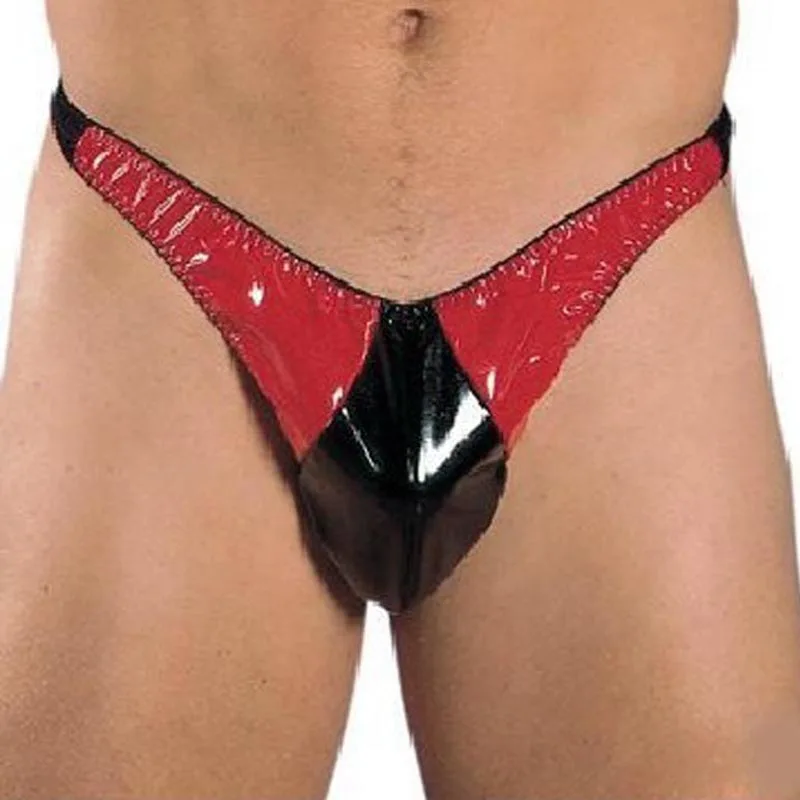 Mens Shiny Vinyl Wet Look G-string Briefs Thong T-Back Underwear For Mens Underwear Clubwear Erotic Fetish Lingerie Outfit