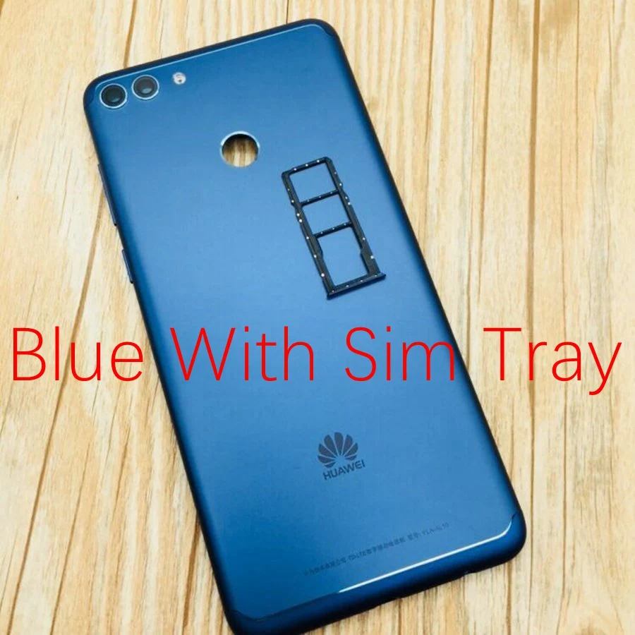 Для huawei Y9 крышка батареи задняя крышка Корпус задняя дверь Чехол Y9 крышка батареи средняя шасси+ Кнопки громкости питания - Цвет: Blue With Sim Tray