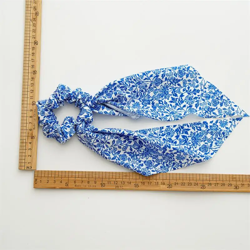 Thời Trang Retro Nơ Xanh Scrunchies Tóc Nơ Nữ Đuôi Ngựa Khăn Ngọt Thun Tóc Bé Gái Dây Buộc Tóc Phụ Kiện Tóc