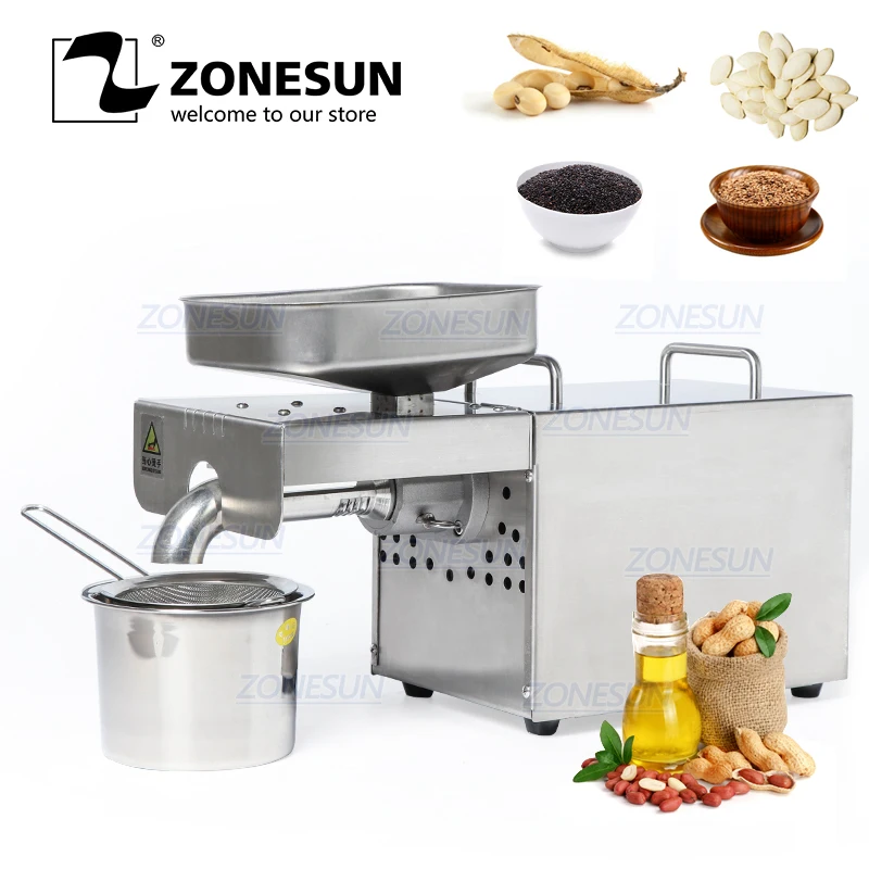 ZONESUN автоматическая машина для прессования холодного масла коммерческий экстрактор масла контроль температуры арахис Подсолнечник семена масло пресс er 110V220