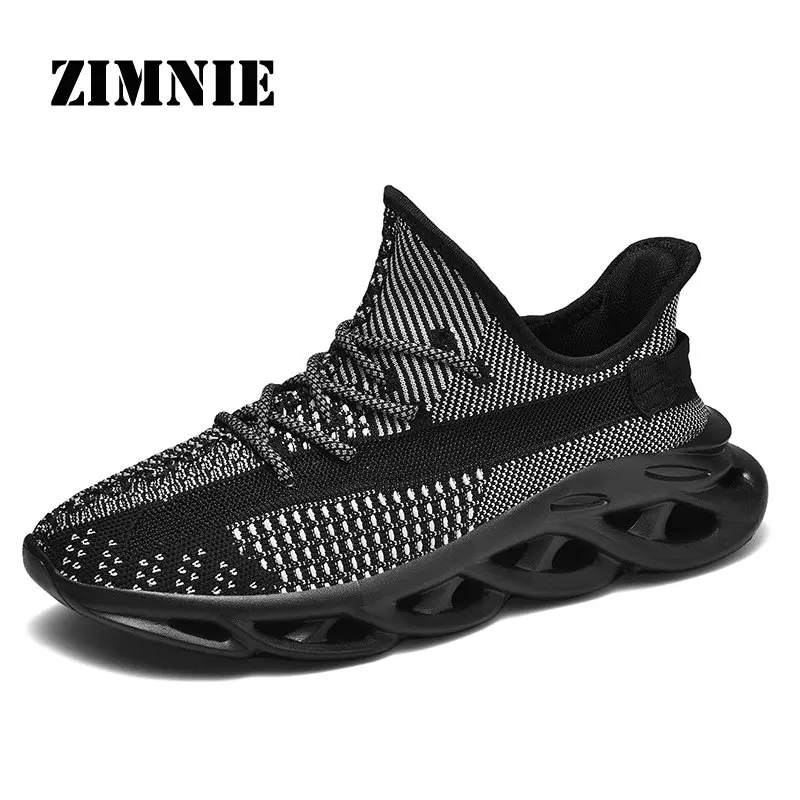 Новинка, мужские кроссовки для бега с амортизацией, дышащая легкая удобная обувь, уличные спортивные кроссовки для прогулок - Цвет: Black White