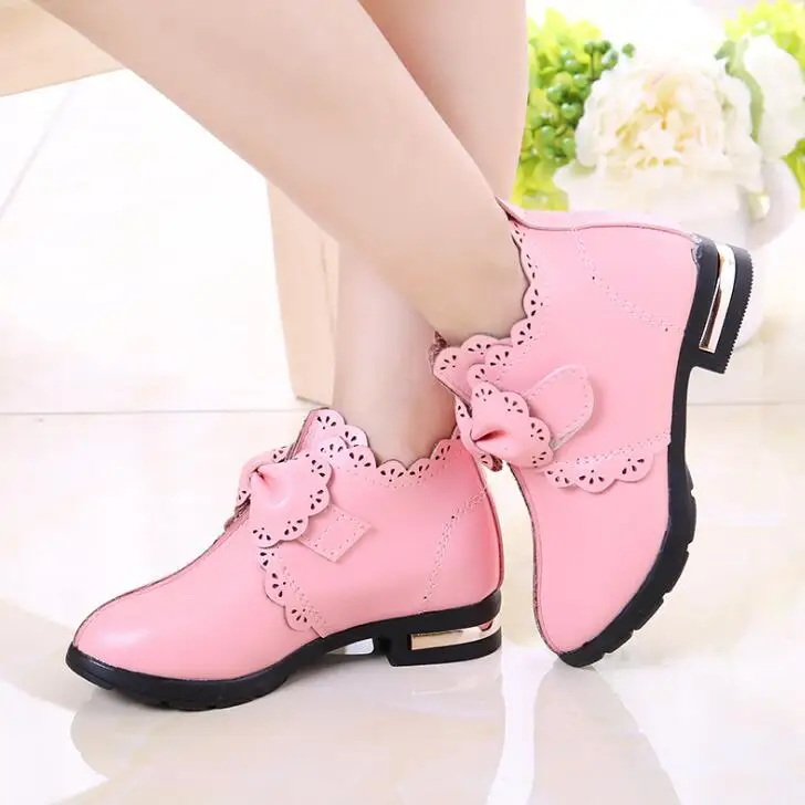 Autumn Winter Girls Boots Girls bow Soft ankle boots Girls Princess Boots Martin Boot Girls Party School Flat Shoes