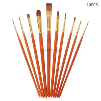 

10Pcs Artist Paint Brush Set Nylon Hair Watercolor Acrylic Oil Painting Drawing Supplies