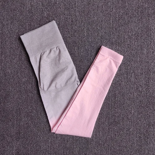 PantsPink 2 шт., бесшовный Женский спортивный костюм с эффектом омбре, леггинсы для спортзала, одежда для тренировок с длинным рукавом, укороченный топ для фитнеса, рубашки, штаны, комплект для йоги, спортивный костюм - Цвет: PantsPink