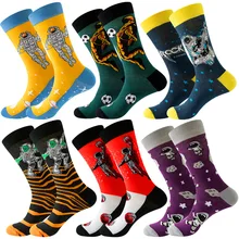 Original Design Hip Hop Street Astronaut Spaceman Cartoon 3D Jacquard Print Crew Stockings Socks Unisex