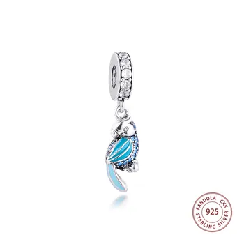 

100% Real 925 Sterling Silver Tropical Parrot Dangle Charm Bead Fit Original Bracelets Silver Beads for Jewelry Making Bijoux