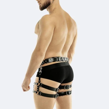 Male Sexy Harness Bondage Buttocks Adjustable Leather Lingerie Gay Fetish Erotic BDSM Punk Rave Cosplay Tops and Bottoms 2
