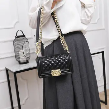 

LOU high qyality color ful jelly women's messenger bags 2020 new brand shoulder bag chains PVC luxury ladies fashion handbags