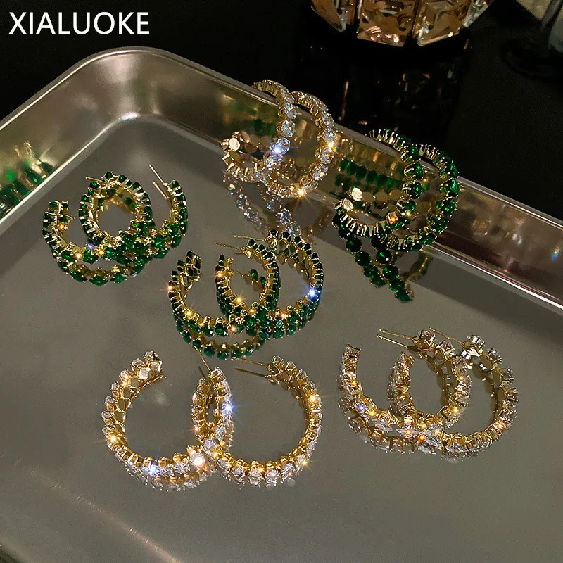 XIALUOKE Роскошные Геометрические Квадратные круглые овальные зеленые циркониевые