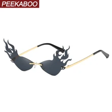 Peekaboo, красные солнцезащитные очки кошачий глаз, огненный треугольник, Золотой Металл,, Модные Винтажные Солнцезащитные очки без оправы для женщин, подарки, вечерние, зеленые