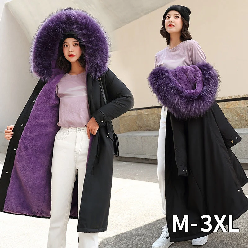 Best Long Parka Woman Cotton Coat For Women Female Down Parkas Winter Loose Hooded Parkas Thicken Warm Snow Coats Fur Collar Coats