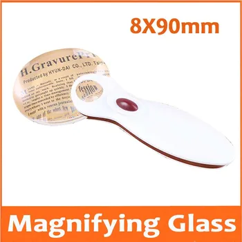 

8 Times White LED Handheld ABS Magnifier Pocket Magnifying Glass for Old Man 8X Reading Glass Children's Toy Insects Observer