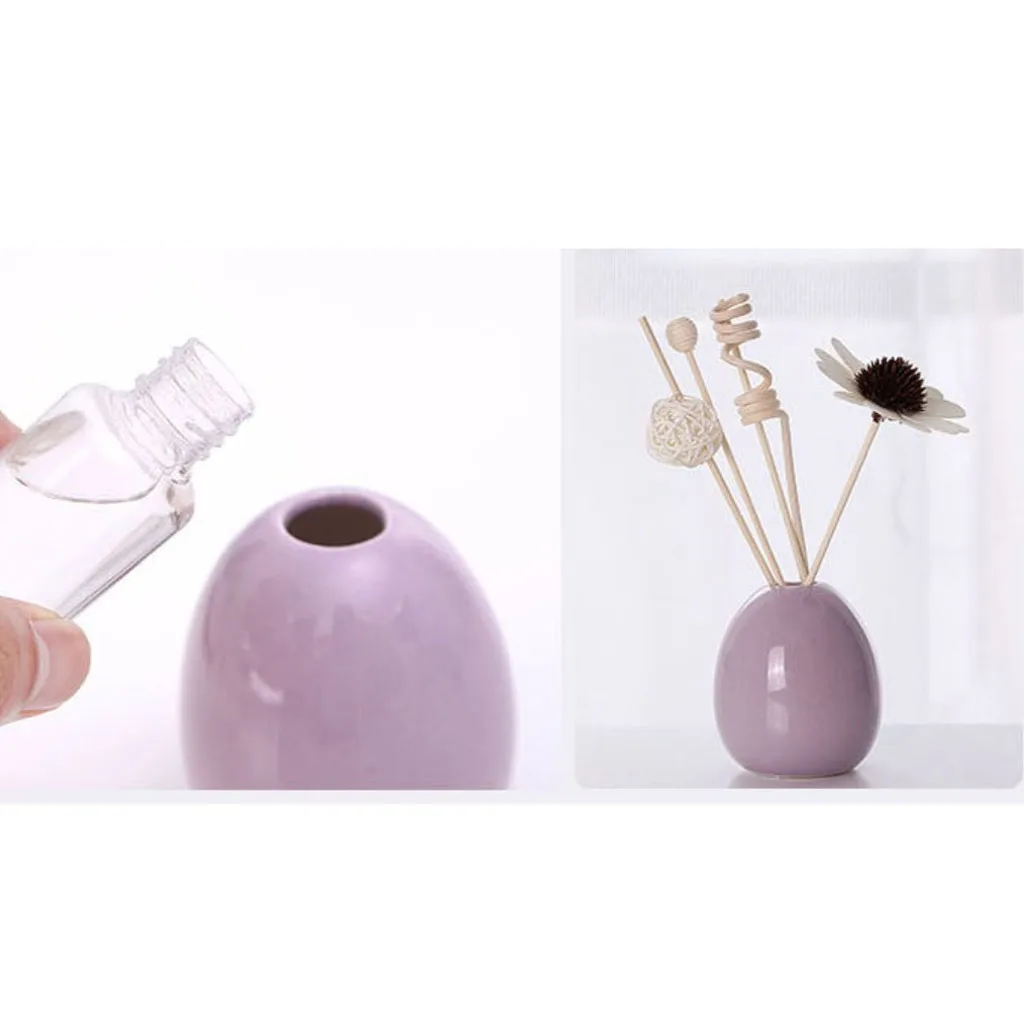 Artificial Flower Ceramic Vase Essential Oil Perfume Bottle Holder Aroma Diffuser for Home Living Room Bathroom Hotel Car Decor