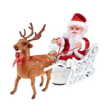 

Santa Claus Riding on Elk Electric Musical Toy Santa Claus Electric Xmas Deer Gift for Kids Christmas Holiday Decoration HFing