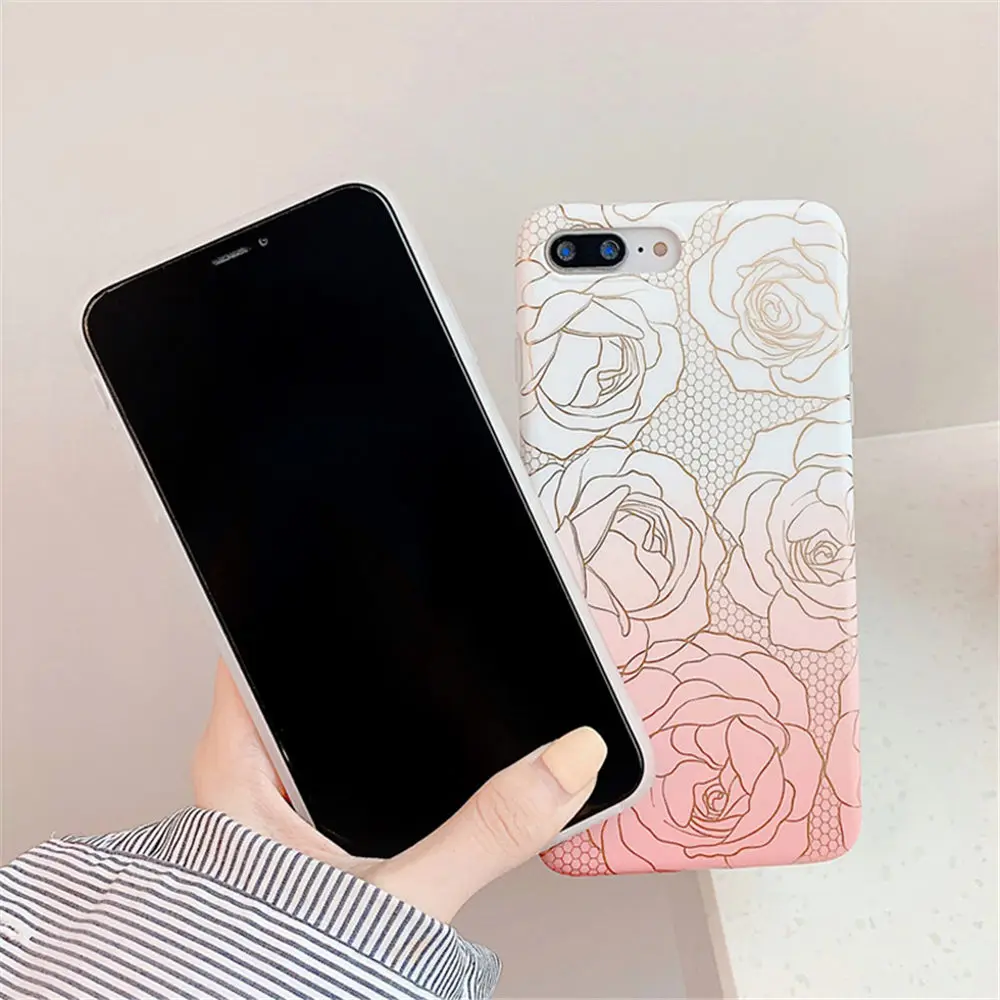 Moskado геометрический мраморный градиент цвета чехол для iPhone 6 6s 7 8 Plus X XR XS Max Flowers Сращивание мягкий чехол для телефона IMD задняя крышка