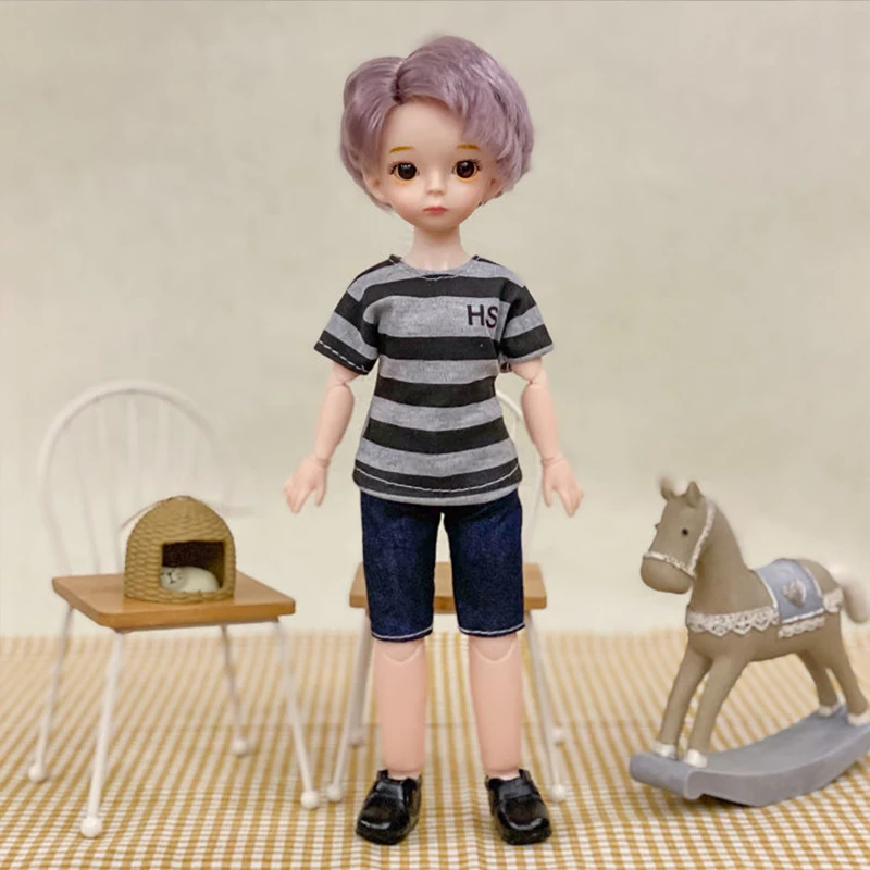 30CM Cool Boy Bjd Doll 18 Movable Joints Dolls With Sport Witer Suit Make up DIY Bjd Doll With Glass Gifts For Children BJD Toy 8