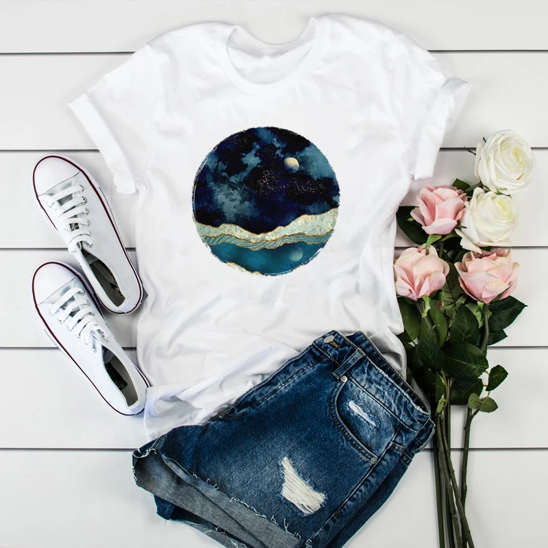 Женские топы с изображением Кита, рыбы, милого искусства, женские топы, эстетическая одежда, графическая женская футболка Tumblr, футболка, футболки