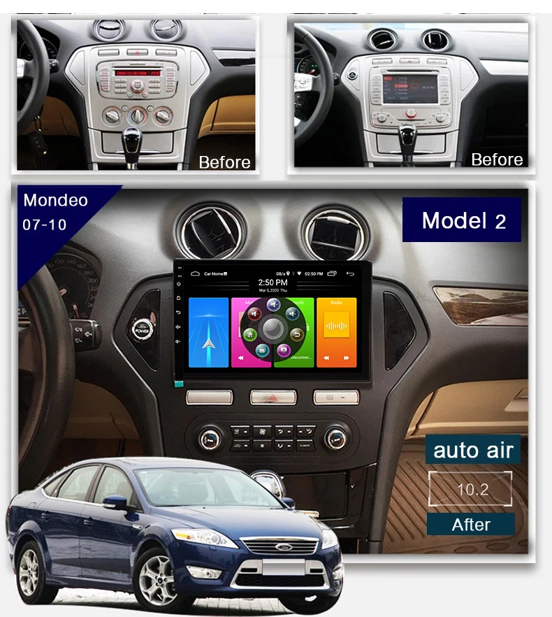Магнитола автомобильная Сверхтонкая GPS-навигация экран 10 дюймов для Ford Mondeo