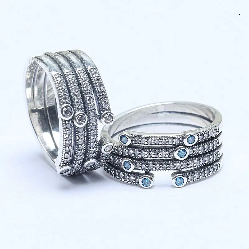 Новое серебряное панк 925 четырехслойное трехмерное фиолетовое кольцо голубое яркое ювелирное изделие изысканное женское свадебное ювелирное изделие